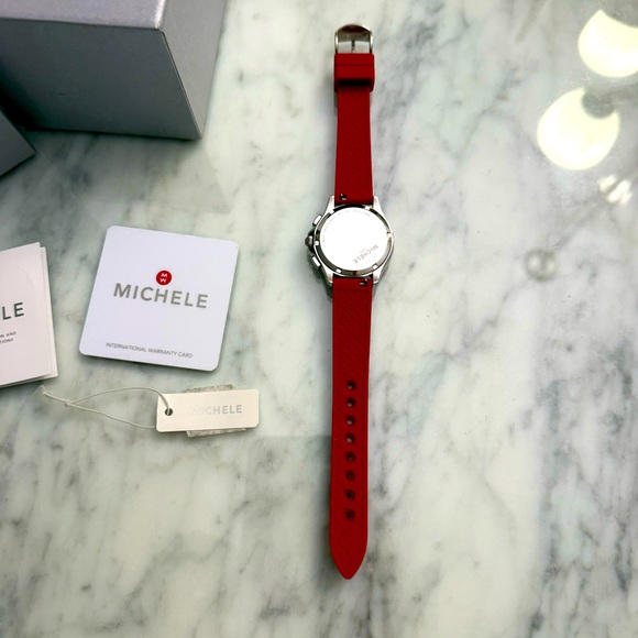 MICHELE ' Cape ' Chrono Red Sunray Dial watch - Picture 6 of 9